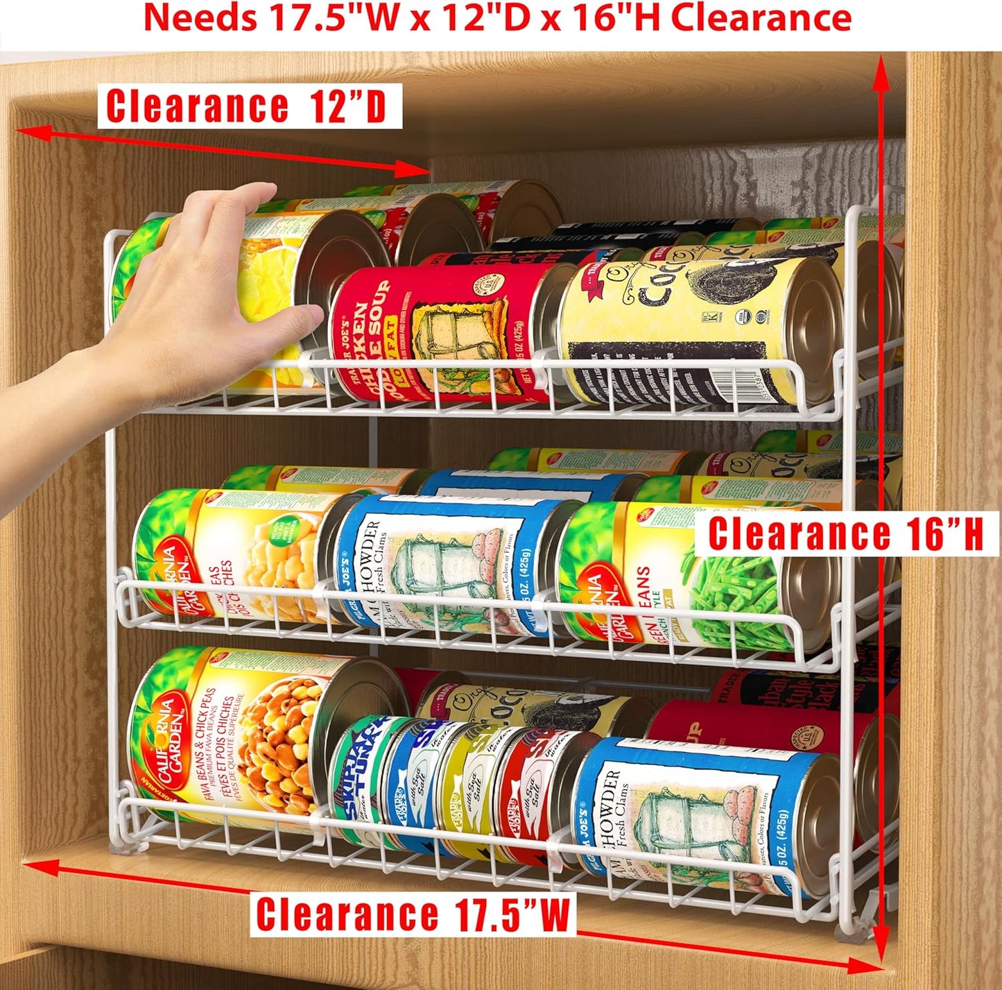 SimpleHouseware Stackable 3 Tier Can Rack Organiser for Kitchen and Pantry Organization, White