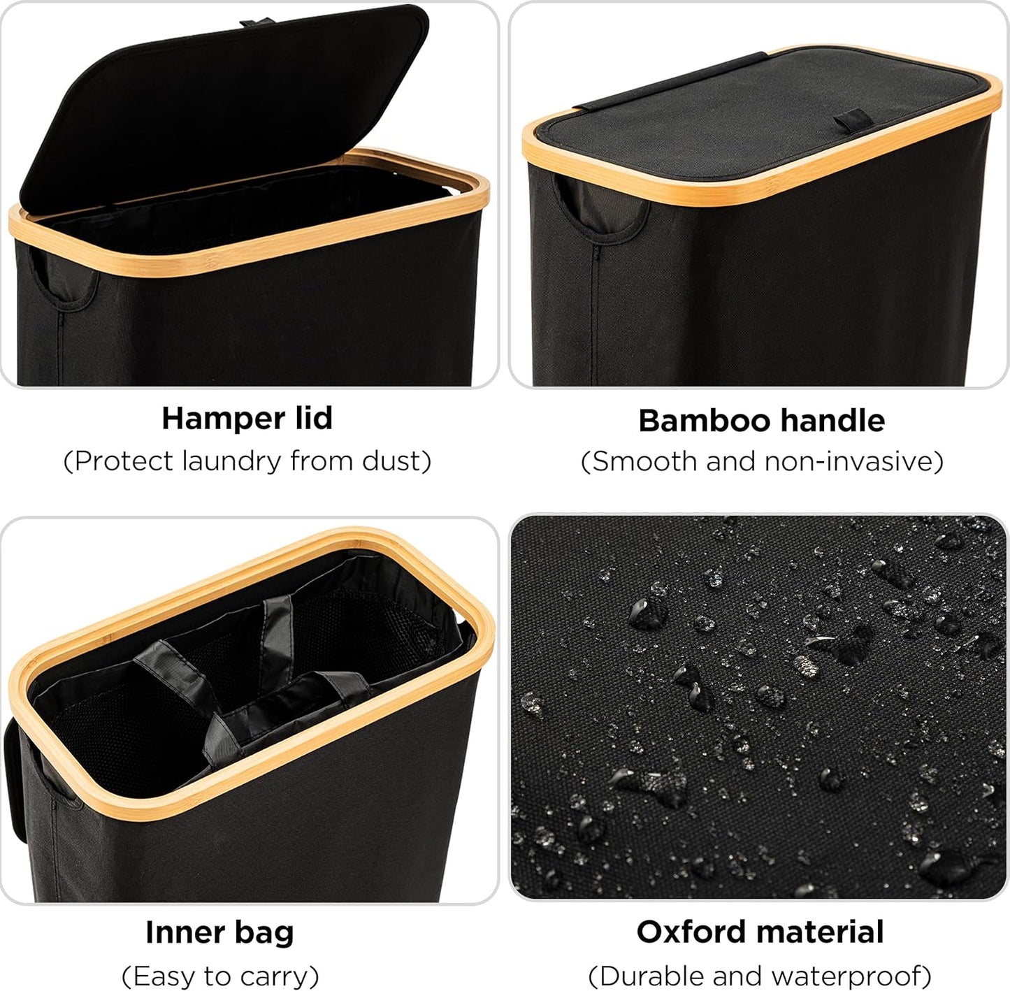 Large Double Hamper | Storage Basket with Lid & Removable Bags