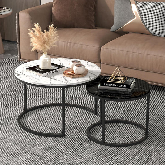 Nesting Coffee Tables Set of 2 | Space Saving Living Room Furniture