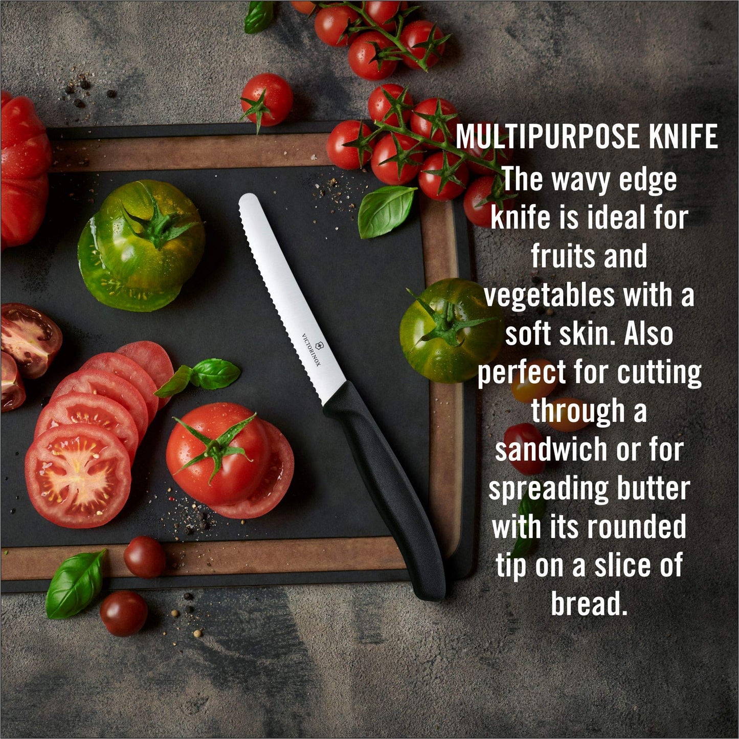 Victorinox Classic Wavy Edge Steak and Tomato Knife, Green