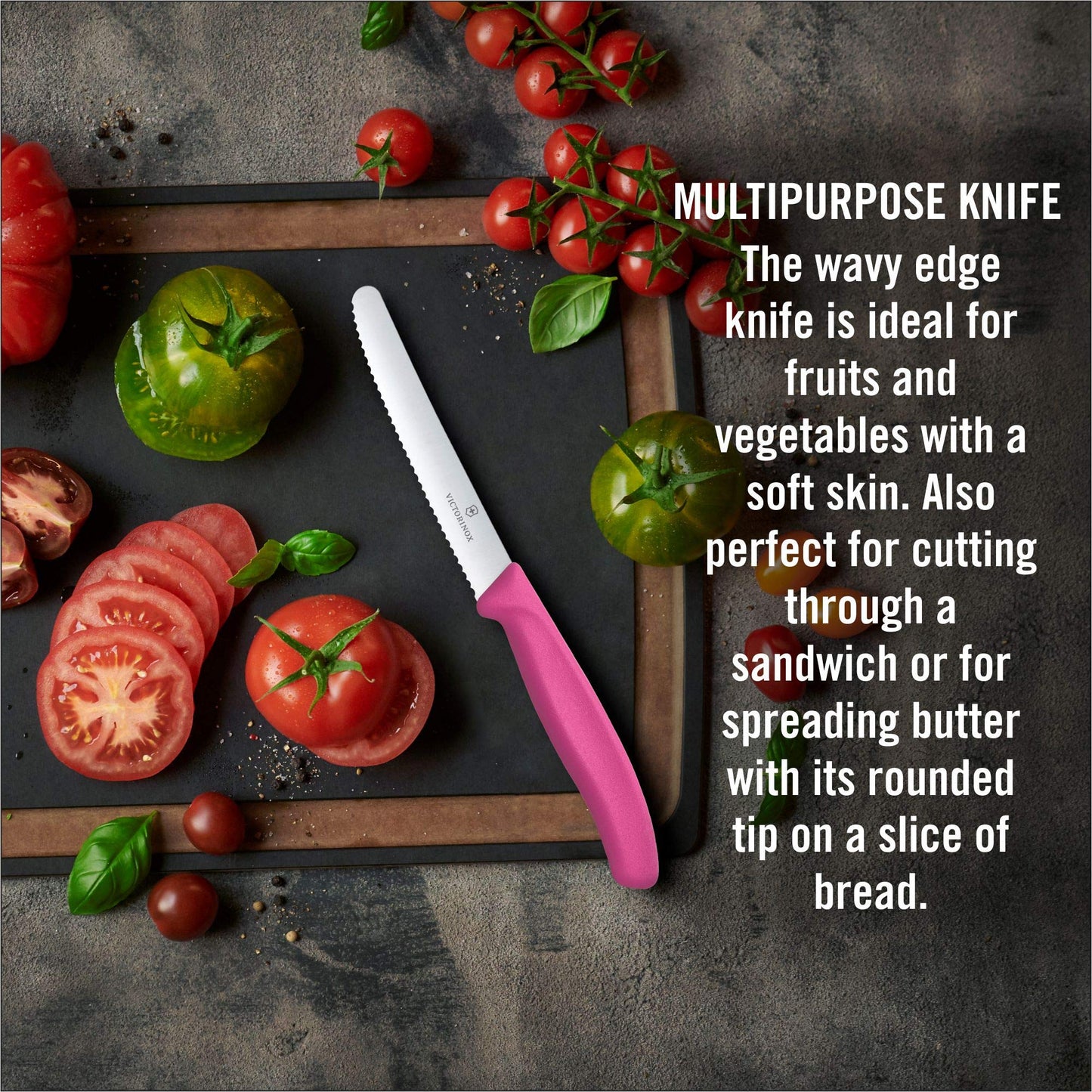 Victorinox Classic Wavy Edge Steak and Tomato Knife, Green