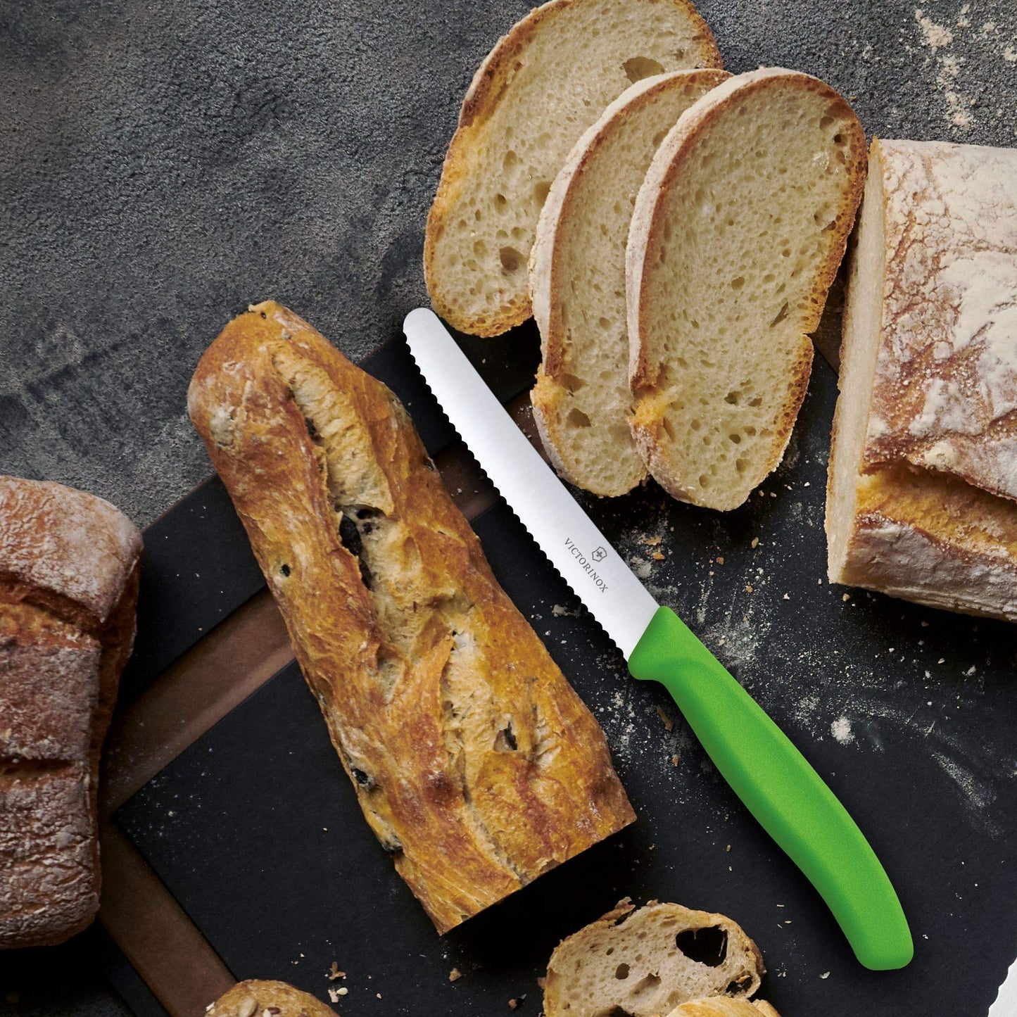Victorinox Classic Wavy Edge Steak and Tomato Knife, Green