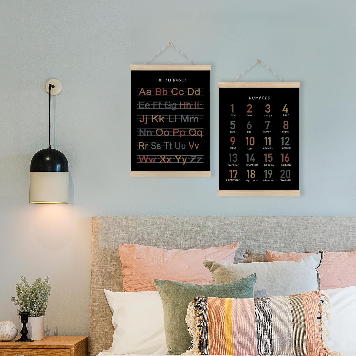 Alphabet, Numbers, Nursery Wall Art Decor | Linen Canvas Prints | Australia