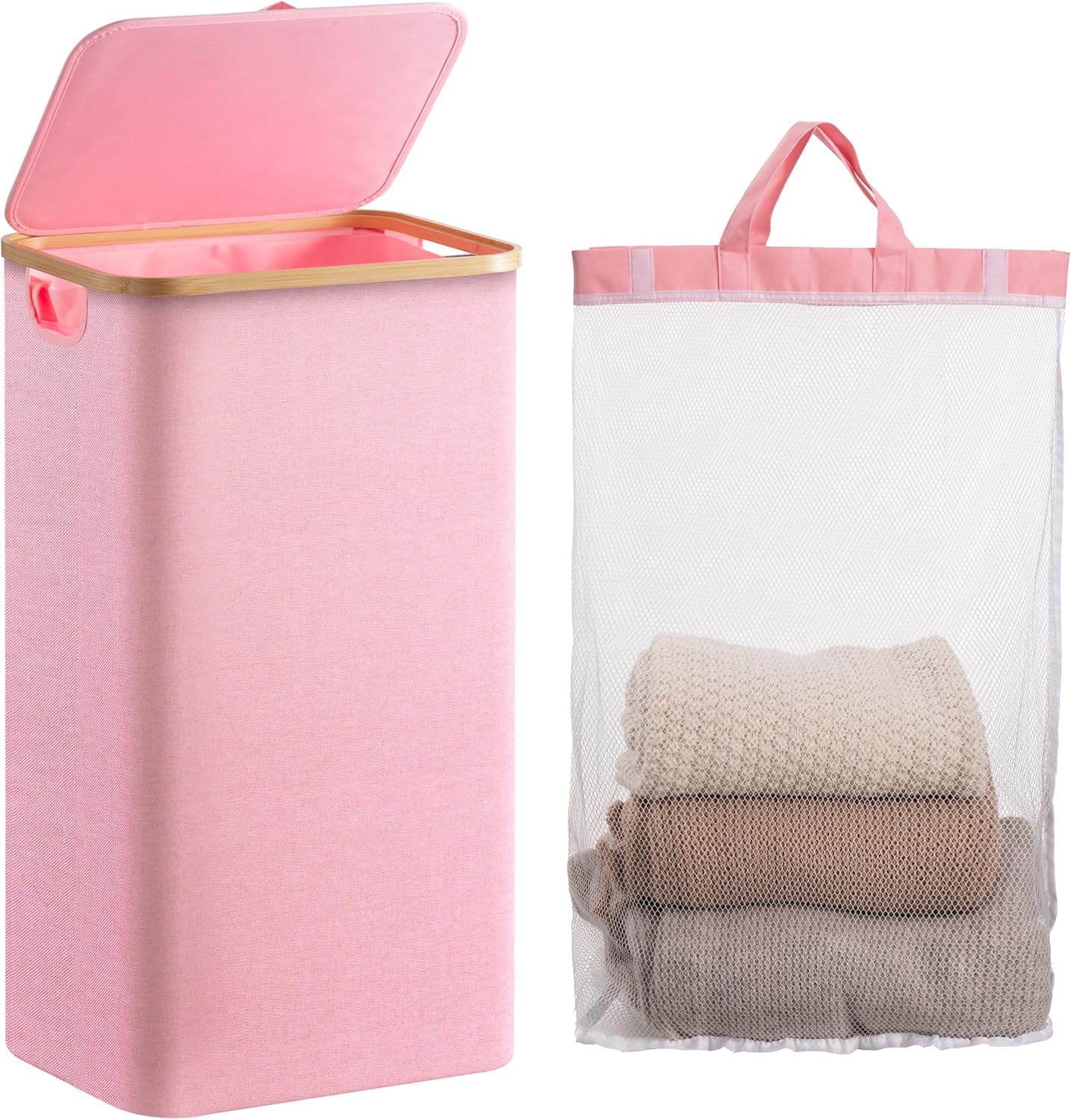 Large Double Hamper | Storage Basket with Lid & Removable Bags