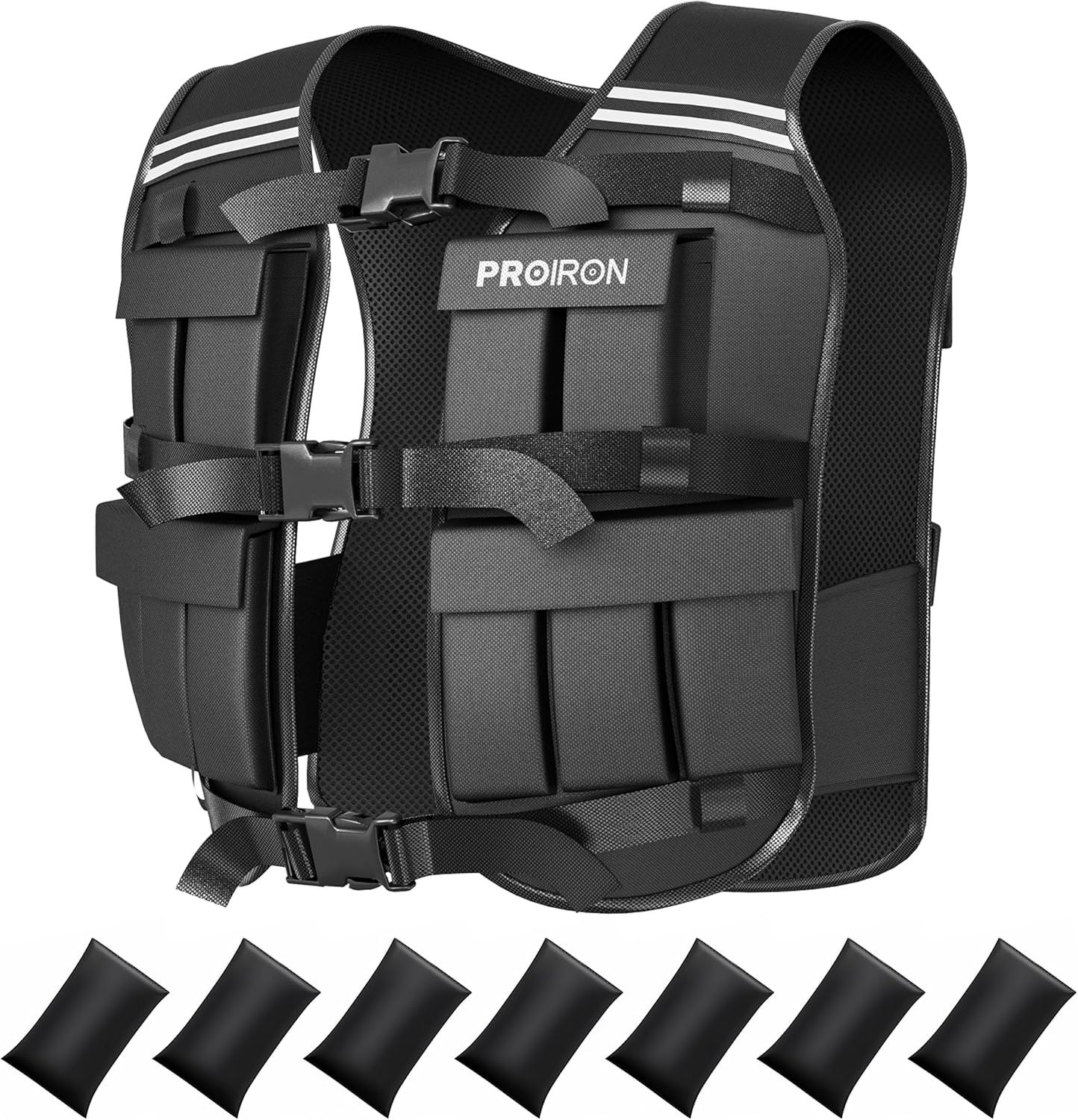 PROIRON Adjustable Weighted Vest, 20 Weight Packs, Weight Jacket Men Women with Reflective Stripe for Running Strength Training Workout Jogging Walking Home Gym Fitness Cardio Weight Loss, Black