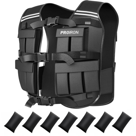 PROIRON Adjustable Weighted Vest, 20 Weight Packs, Weight Jacket Men Women with Reflective Stripe for Running Strength Training Workout Jogging Walking Home Gym Fitness Cardio Weight Loss, Black