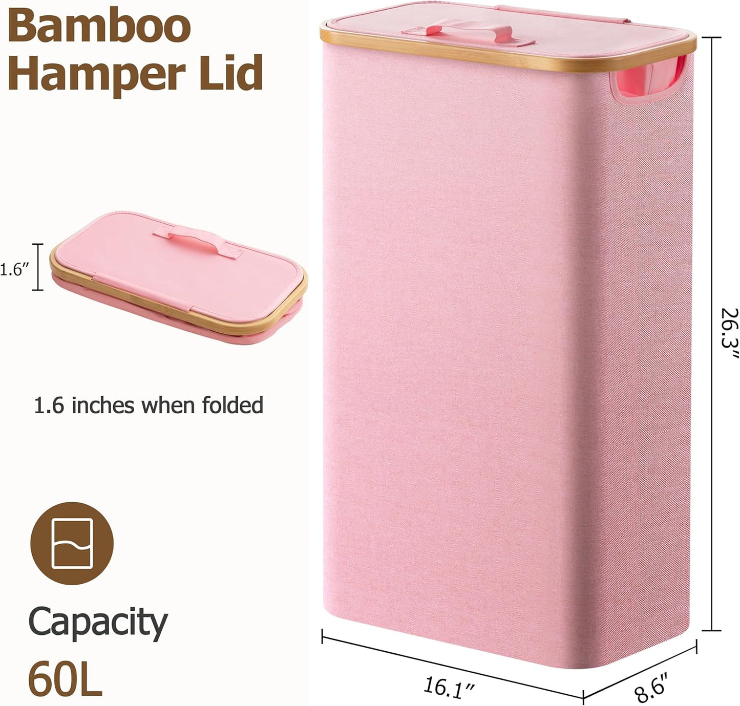 Large Double Hamper | Storage Basket with Lid & Removable Bags
