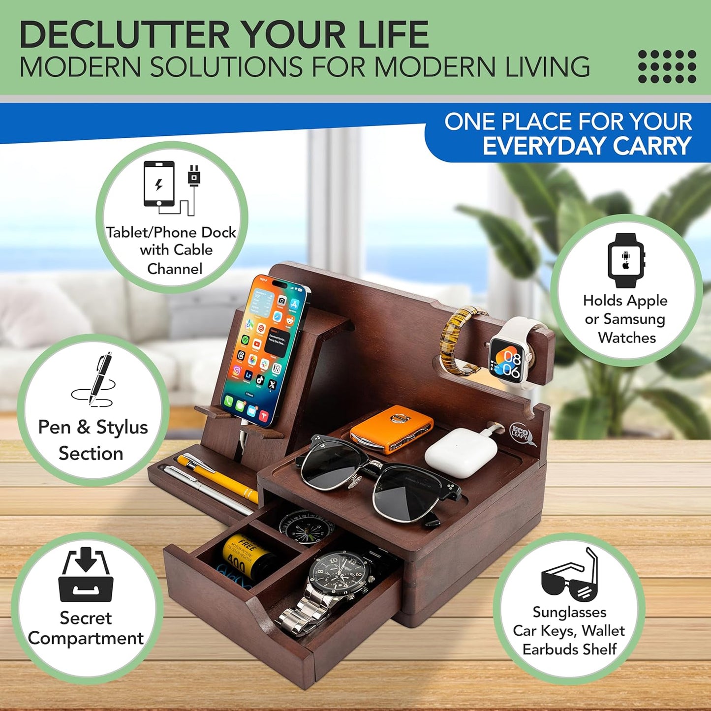 Nightstand Organiser | Tech Charging Station & Valet Tray