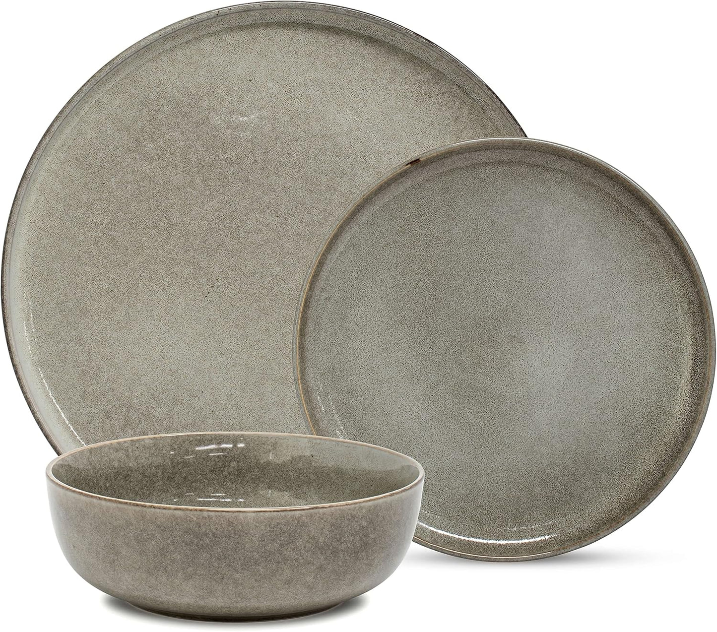 Salt and Pepper Relic | Moss Green Dinner Set for 4 | Modern Stoneware Dining