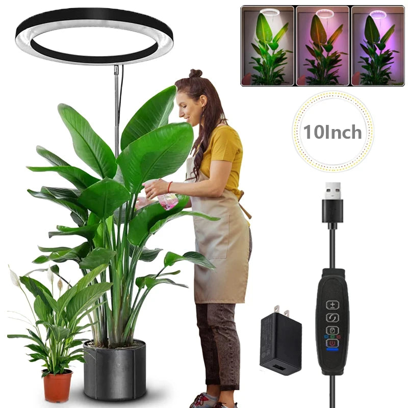165cm Adjustable LED Ring Grow Light | Full Spectrum Indoor Plant Light