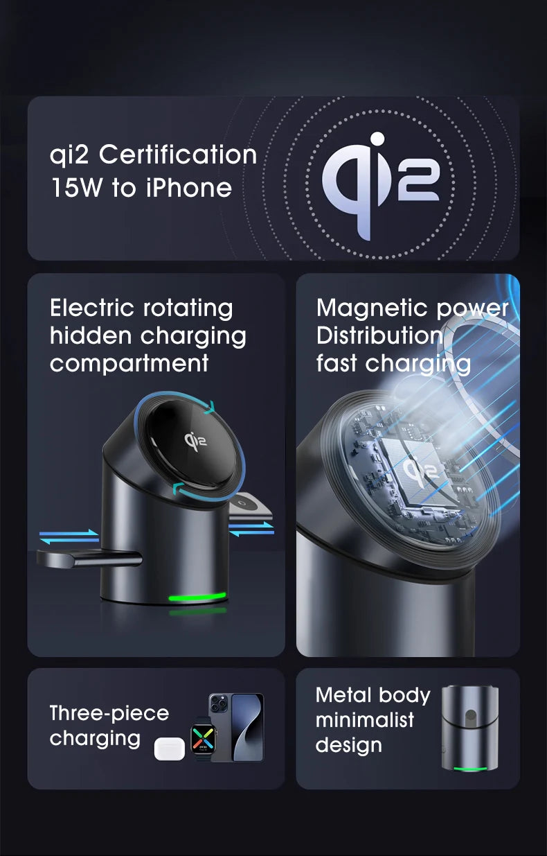 Fast Magnetic Wireless Charging Station – Compatible with iPhone & Apple Devices
