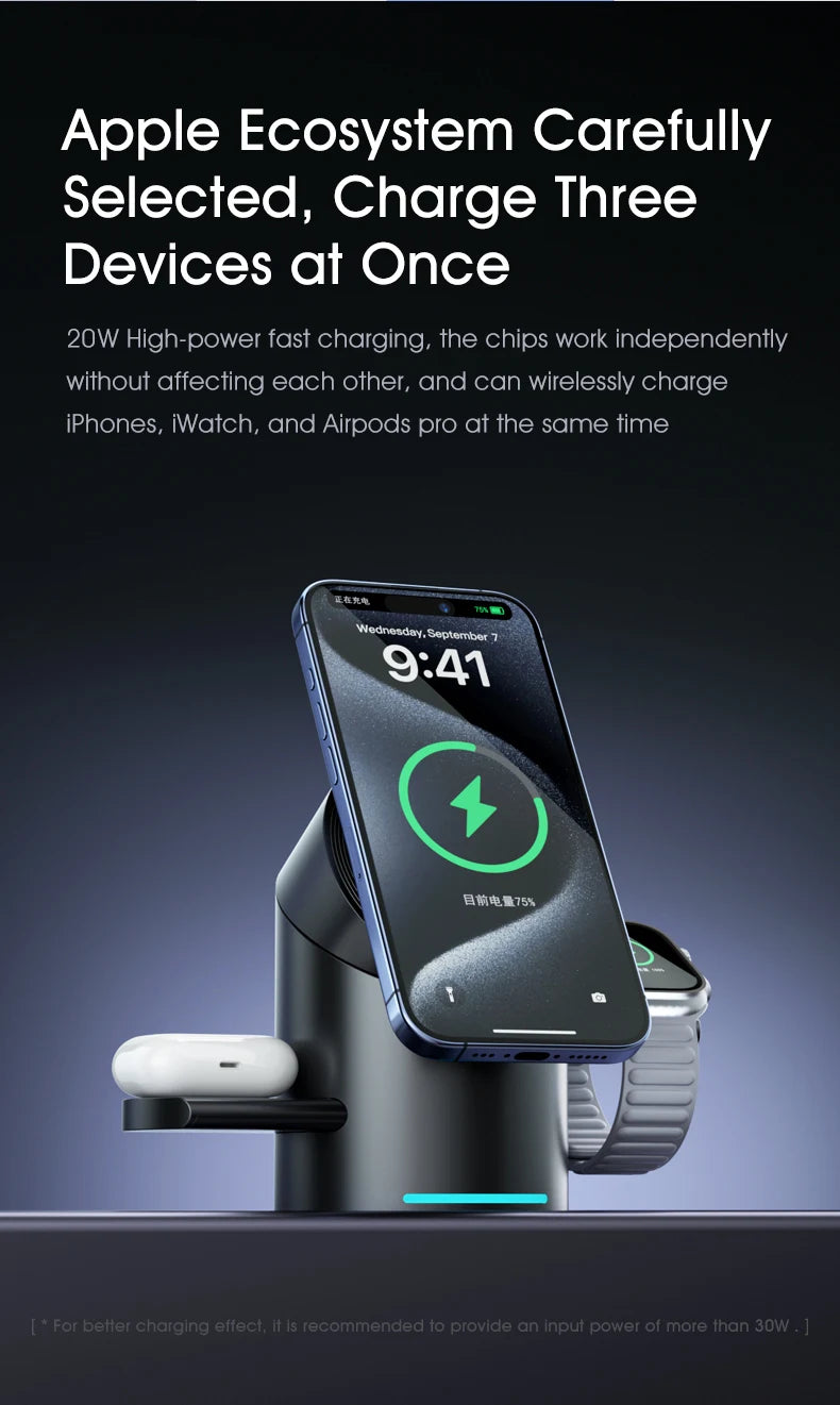 Fast Magnetic Wireless Charging Station – Compatible with iPhone & Apple Devices