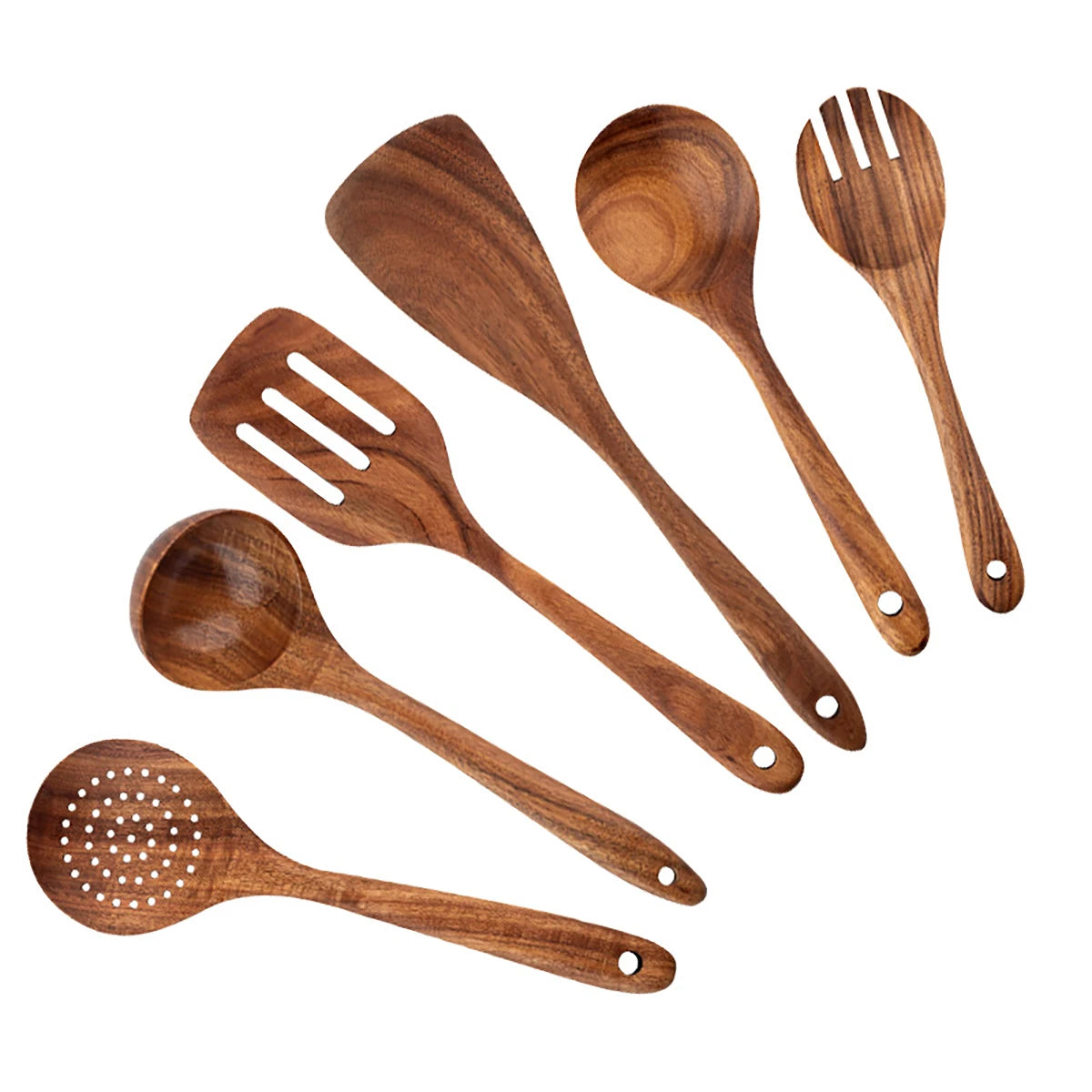 Wood Kitchen Utensil Set - Spatula Spoon Baking & Serving Set with Holder
