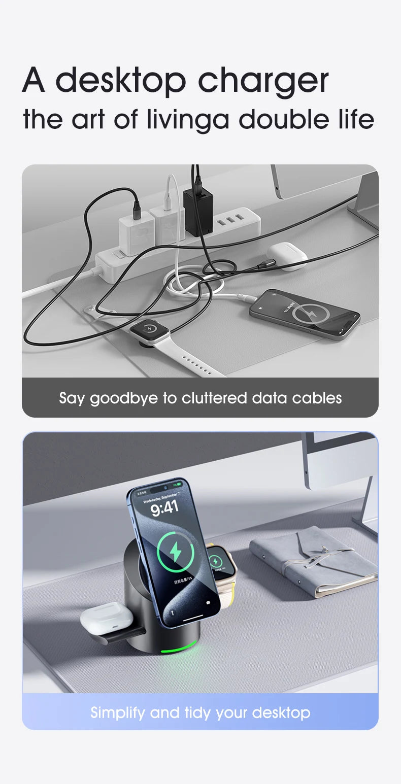 Fast Magnetic Wireless Charging Station – Compatible with iPhone & Apple Devices