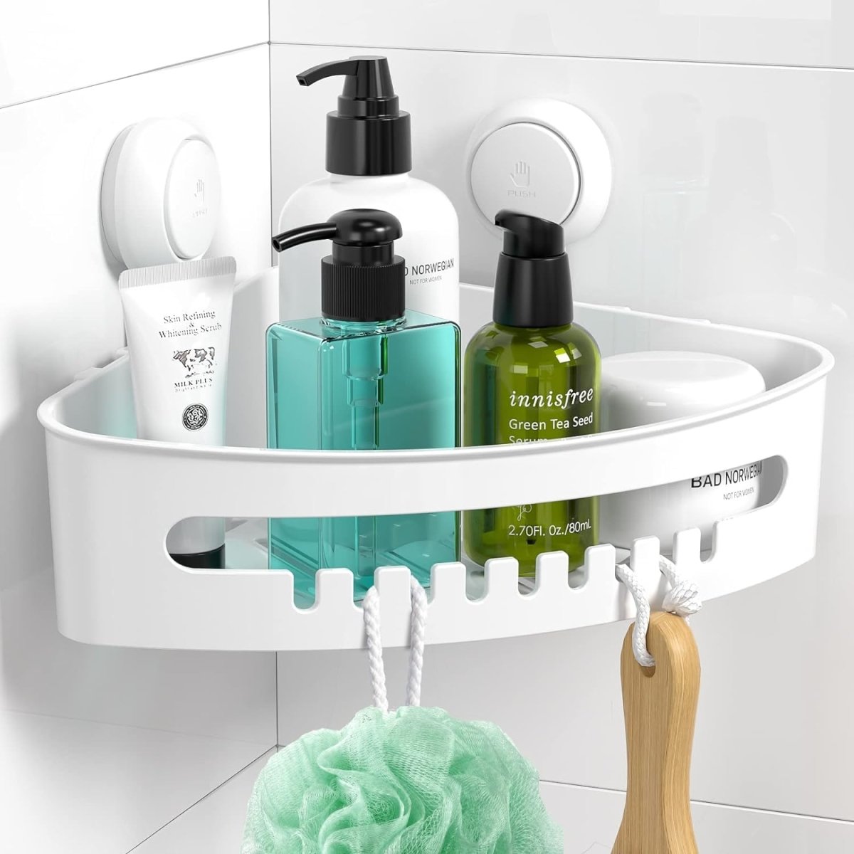 corner shower suction caddy I white