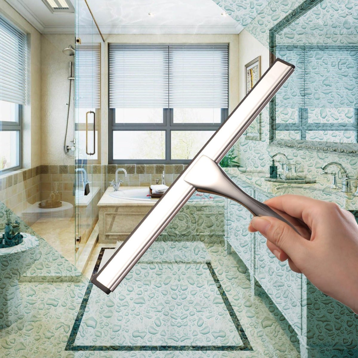 Hiware Squeegee in Modern Bathroom Setting