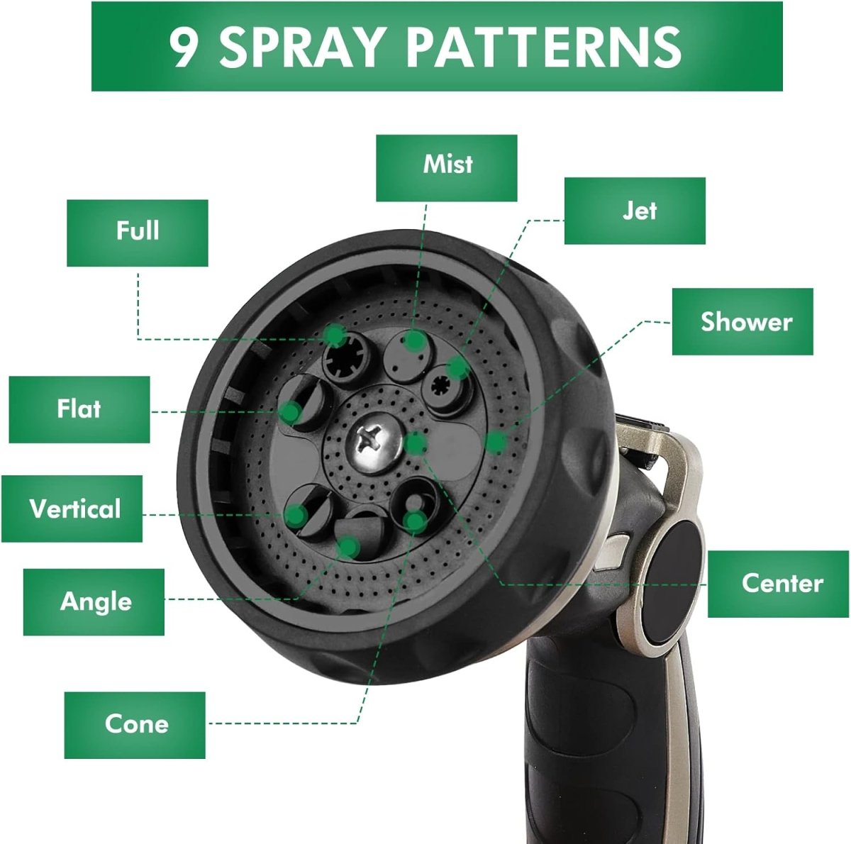 9-Pattern Metal Spray Gun – High-Pressure Hose Nozzle for Lawn, Car & Pets