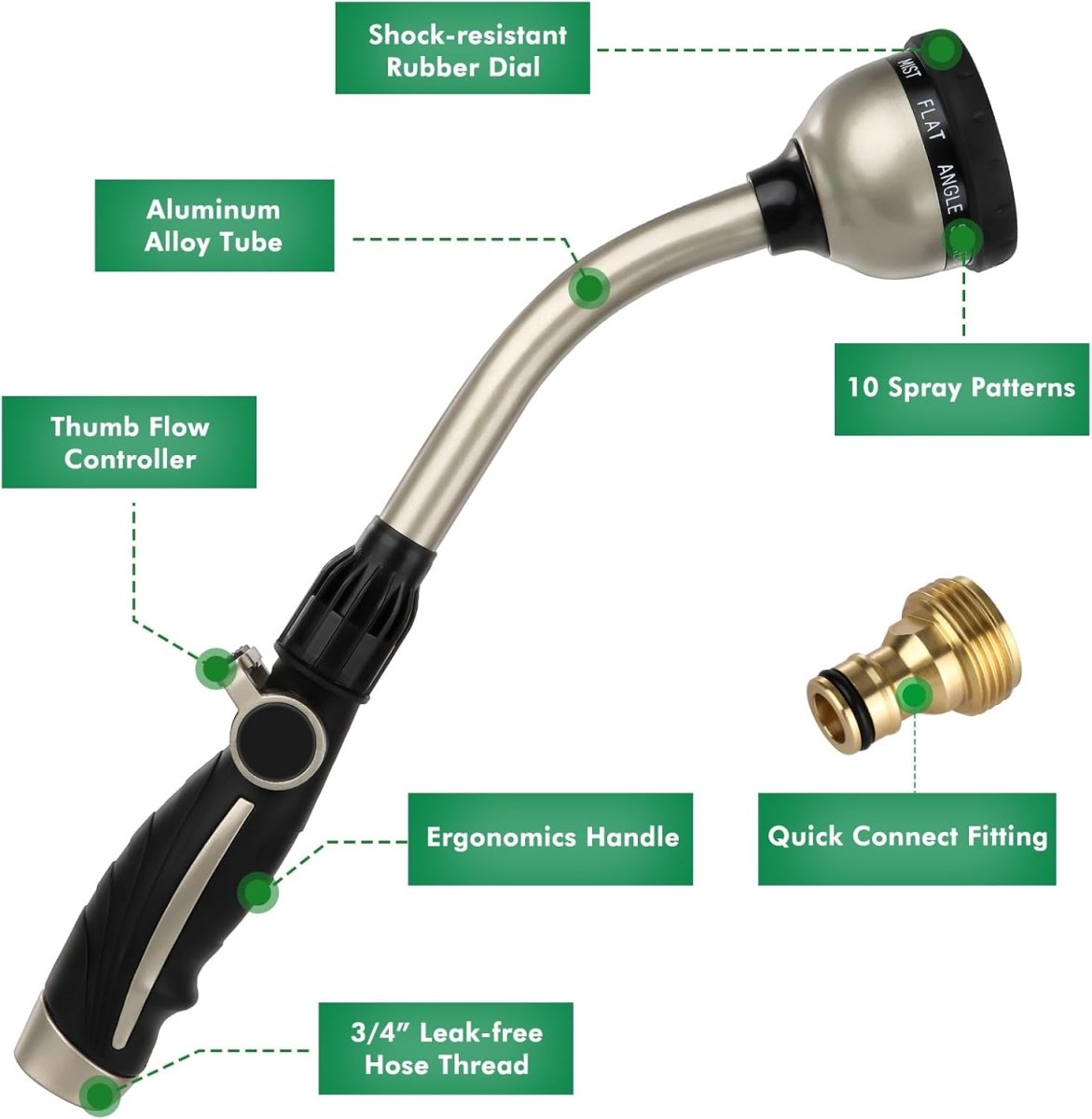 9-Pattern Metal Spray Gun – High-Pressure Hose Nozzle for Lawn, Car & Pets