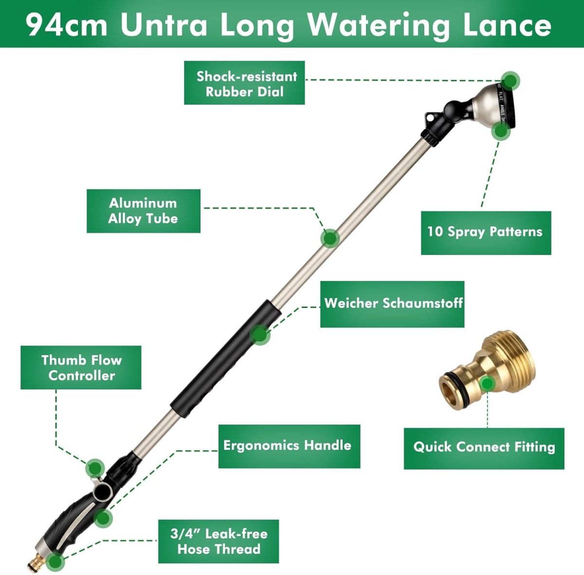 9-Pattern Metal Spray Gun – High-Pressure Hose Nozzle for Lawn, Car & Pets