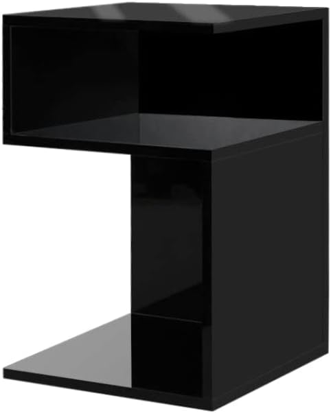 Levede Bedside Tables Drawers, Small Side Table S-Shaped Side Tables Wood Nightstand Storage Bedroom Cabinet, 33 cm Length x 33 cm Width x 50 cm Height