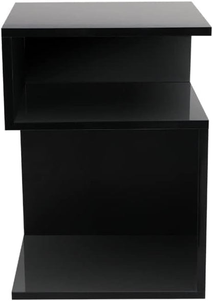 Levede Bedside Tables Drawers, Small Side Table S-Shaped Side Tables Wood Nightstand Storage Bedroom Cabinet, 33 cm Length x 33 cm Width x 50 cm Height