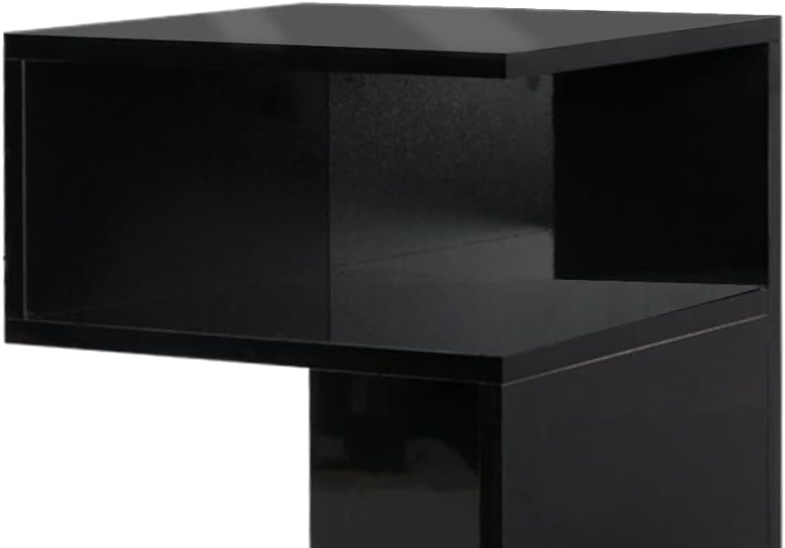 Levede Bedside Tables Drawers, Small Side Table S-Shaped Side Tables Wood Nightstand Storage Bedroom Cabinet, 33 cm Length x 33 cm Width x 50 cm Height