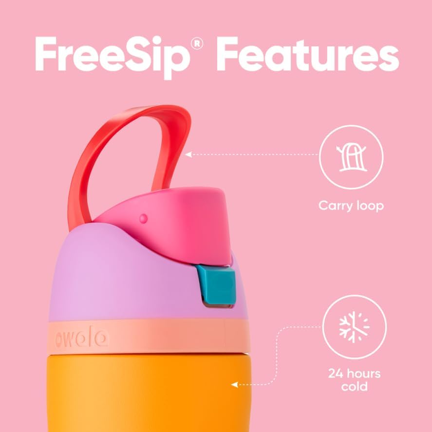 Insulated Stainless Steel Water Bottle - FreeSip Straw & Spout