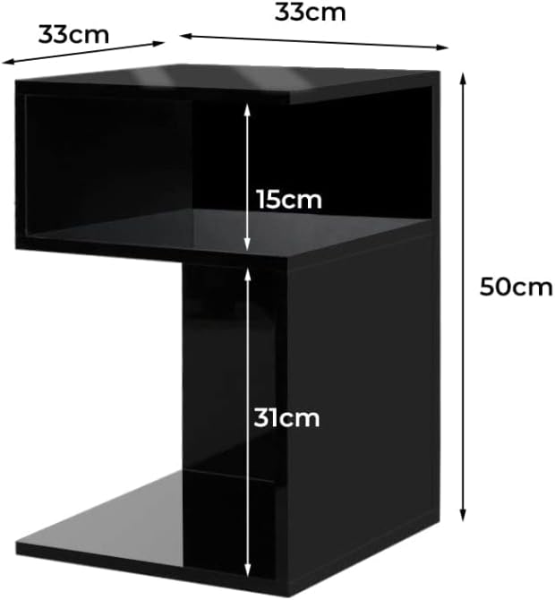 Levede Bedside Tables Drawers, Small Side Table S-Shaped Side Tables Wood Nightstand Storage Bedroom Cabinet, 33 cm Length x 33 cm Width x 50 cm Height