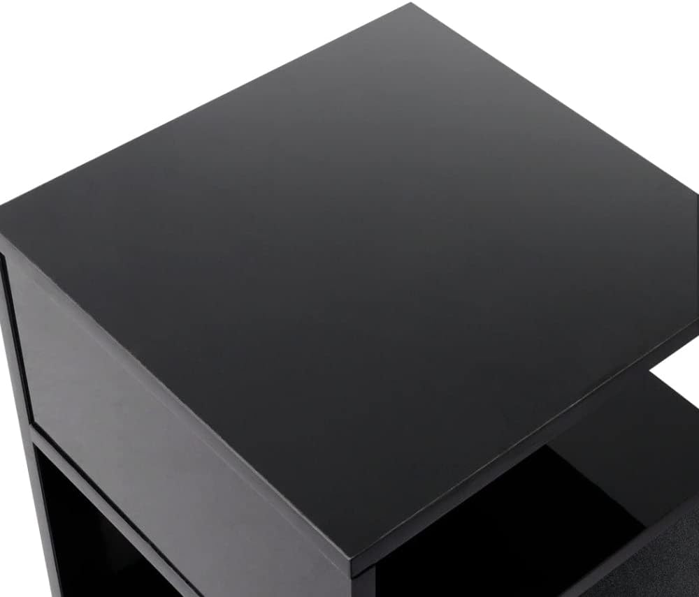 Levede Bedside Tables Drawers, Small Side Table S-Shaped Side Tables Wood Nightstand Storage Bedroom Cabinet, 33 cm Length x 33 cm Width x 50 cm Height
