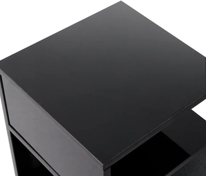 Levede Bedside Tables Drawers, Small Side Table S-Shaped Side Tables Wood Nightstand Storage Bedroom Cabinet, 33 cm Length x 33 cm Width x 50 cm Height