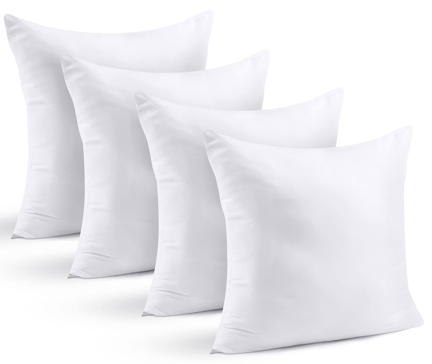 NY Threads Throw Pillows Insert (Pack of 4, White) - 45 x 45 cm Bed and Couch Pillows - Indoor Decorative Pillows