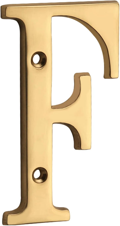 HASWARE 4 Inch Brass Modern Curvy House Number Polished Brass Finish Stylish Door Numbers Signage Plaque Street Home Address Numerals (A, Brass)