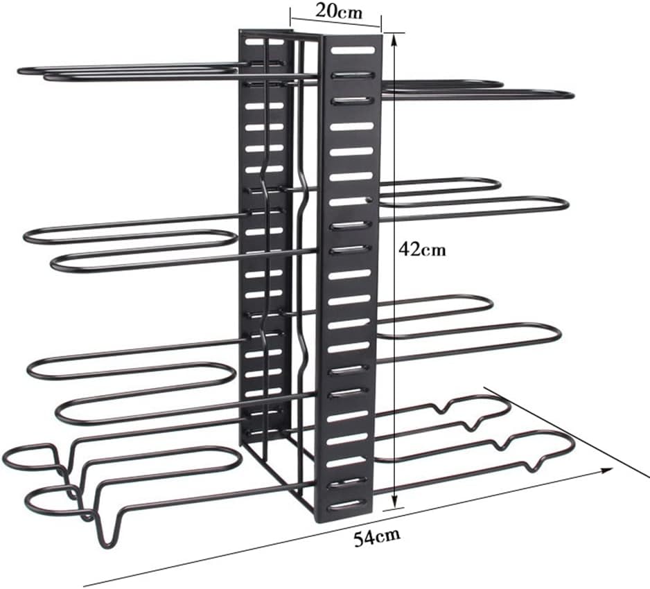 9SHOME Pot Pan Organiser Rack For Cabinet, Pot Lid Organizer Pan Holder Rack with 3 DIY Methods, Cookware Rack for Kitchen Cupboard Pantry, Height and Position Adjustable, Stainless steel