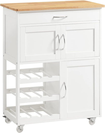 Kitchen Trolley with Wine Rack | Portable Kitchen Island Cart