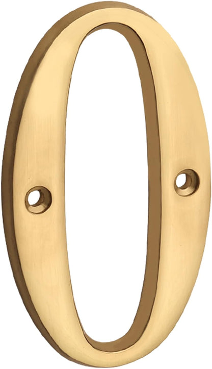 HASWARE 4 Inch Brass Modern Curvy House Number Polished Brass Finish Stylish Door Numbers Signage Plaque Street Home Address Numerals (A, Brass)