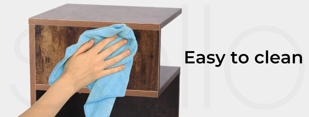 Levede Bedside Tables Drawers, Small Side Table S-Shaped Side Tables Wood Nightstand Storage Bedroom Cabinet, 33 cm Length x 33 cm Width x 50 cm Height