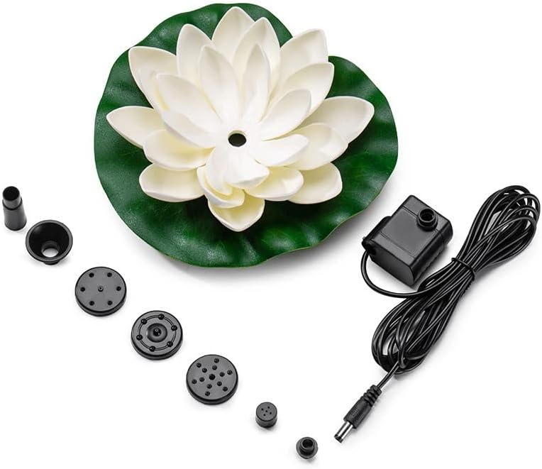 Solar Fountain,Square Solar Water Fountain with 6 Nozzle,1.2W Bird Bath Solar Water Pump with Extended - Length,Submersible Pump for Pond, Pool, Garden, Fish Tank
