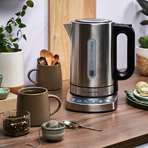 Russell Hobbs RHK510 Addison Kettle, 5 Temperature Settings, 1.7 L Capacity, Easy to Clean, Silver