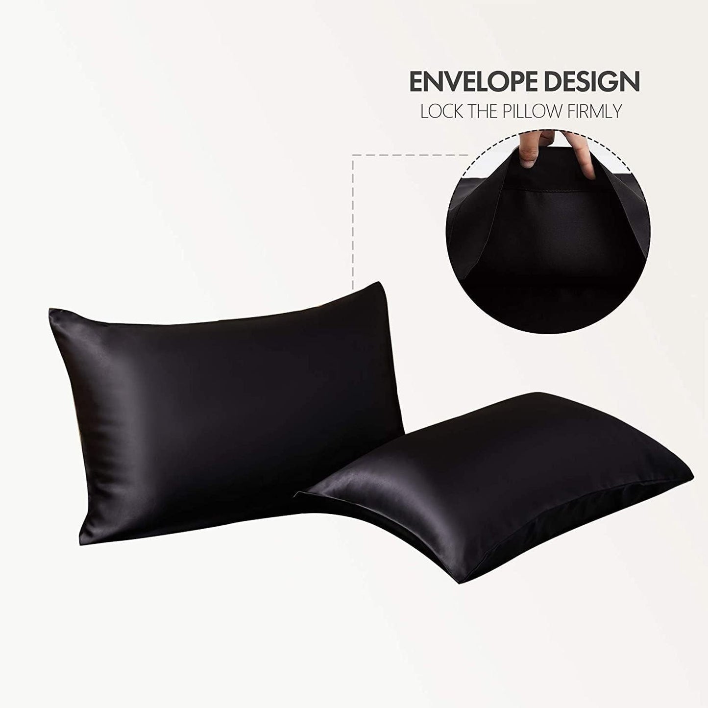 ForZzz 2000TC Art Silk Satin Queen Sheet Set Hotel 4 Pieces Fitted/Flat Sheet Bedding Set(Black,Queen)