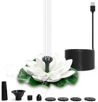 Solar Fountain,Square Solar Water Fountain with 6 Nozzle,1.2W Bird Bath Solar Water Pump with Extended - Length,Submersible Pump for Pond, Pool, Garden, Fish Tank