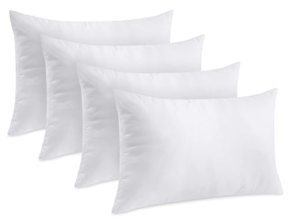 NY Threads Throw Pillows Insert (Pack of 4, White) - 45 x 45 cm Bed and Couch Pillows - Indoor Decorative Pillows