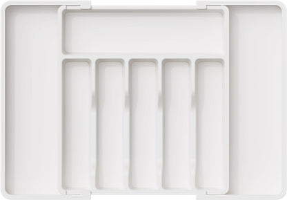 Lifewit Cutlery Drawer Organiser, Expandable Utensil Tray for Kitchen, Adjustable Silverware and Flatware Holder, Compact Plastic Storage for Spoons Forks Knives, Large, Black