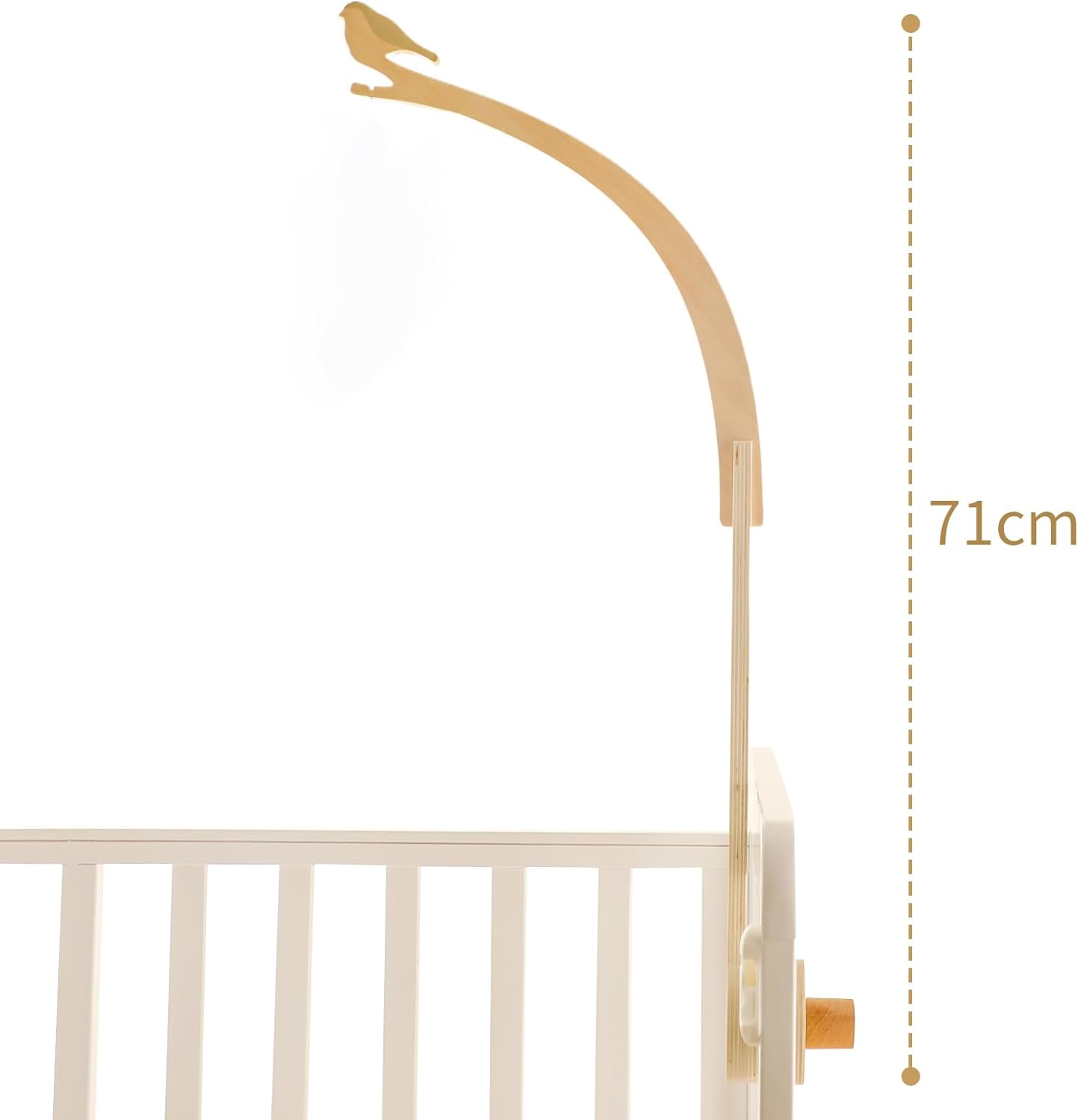 Beechwood Crib Mobile Holder - 360° Rotate, Adjustable Arm - Natural Wood, Minimalist - For Cribs No Side Rails - Baby Nursery Decor
