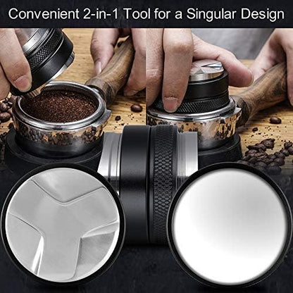53mm Coffee Distributor & Tamper, MATOW Dual Head Coffee Leveler Compatible with Breville 54mm Portafilter, Adjustable Depth- Professional Espresso Hand Tampers