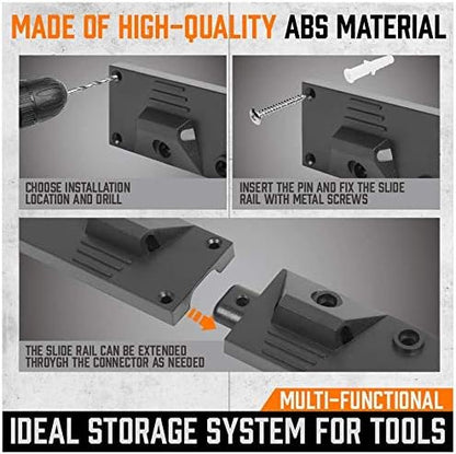 HORUSDY 64 Inch Adjustable Garden Storage System, Wall Mount Garage Tool Organizer, Tool Hangers for Mop and Broom Holder Shovel, Rake, Broom, Mop Holder, Etc.
