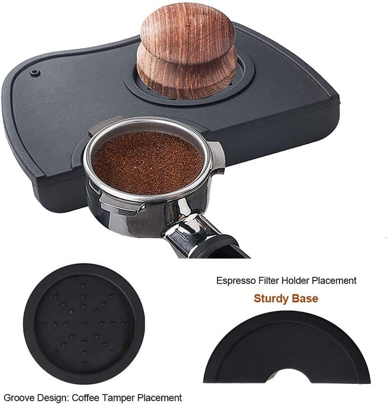 Coffee Tamper Mat, Food Safe Silicone Coffee Tamp Mat Anti-Slip, Espresso Tamping Mat Food Grade Non-Slip Coffee Pad Tamp Station Espresso Accessory(Black-ZY1)