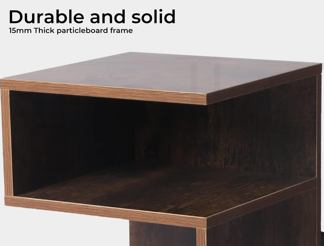 Levede Bedside Tables Drawers, Small Side Table S-Shaped Side Tables Wood Nightstand Storage Bedroom Cabinet, 33 cm Length x 33 cm Width x 50 cm Height
