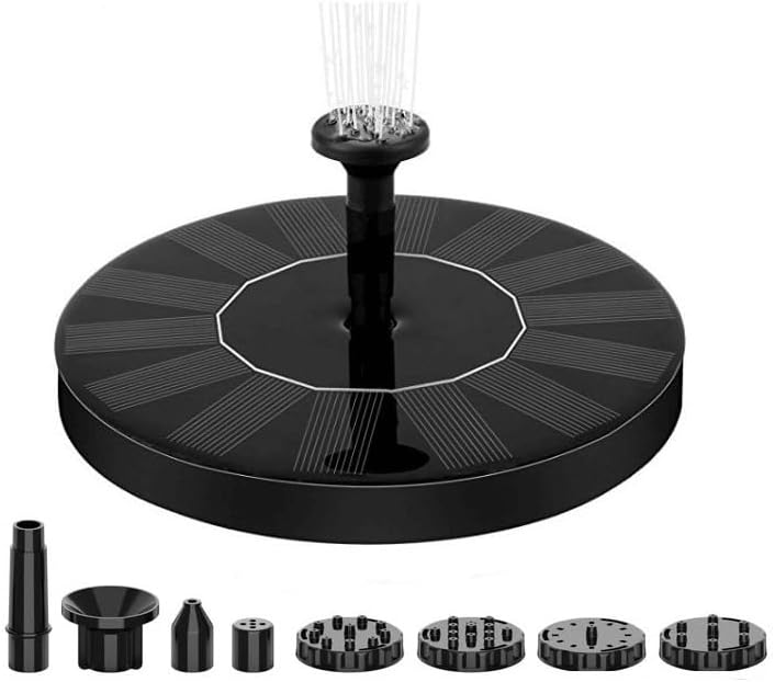 Solar Fountain,Square Solar Water Fountain with 6 Nozzle,1.2W Bird Bath Solar Water Pump with Extended - Length,Submersible Pump for Pond, Pool, Garden, Fish Tank