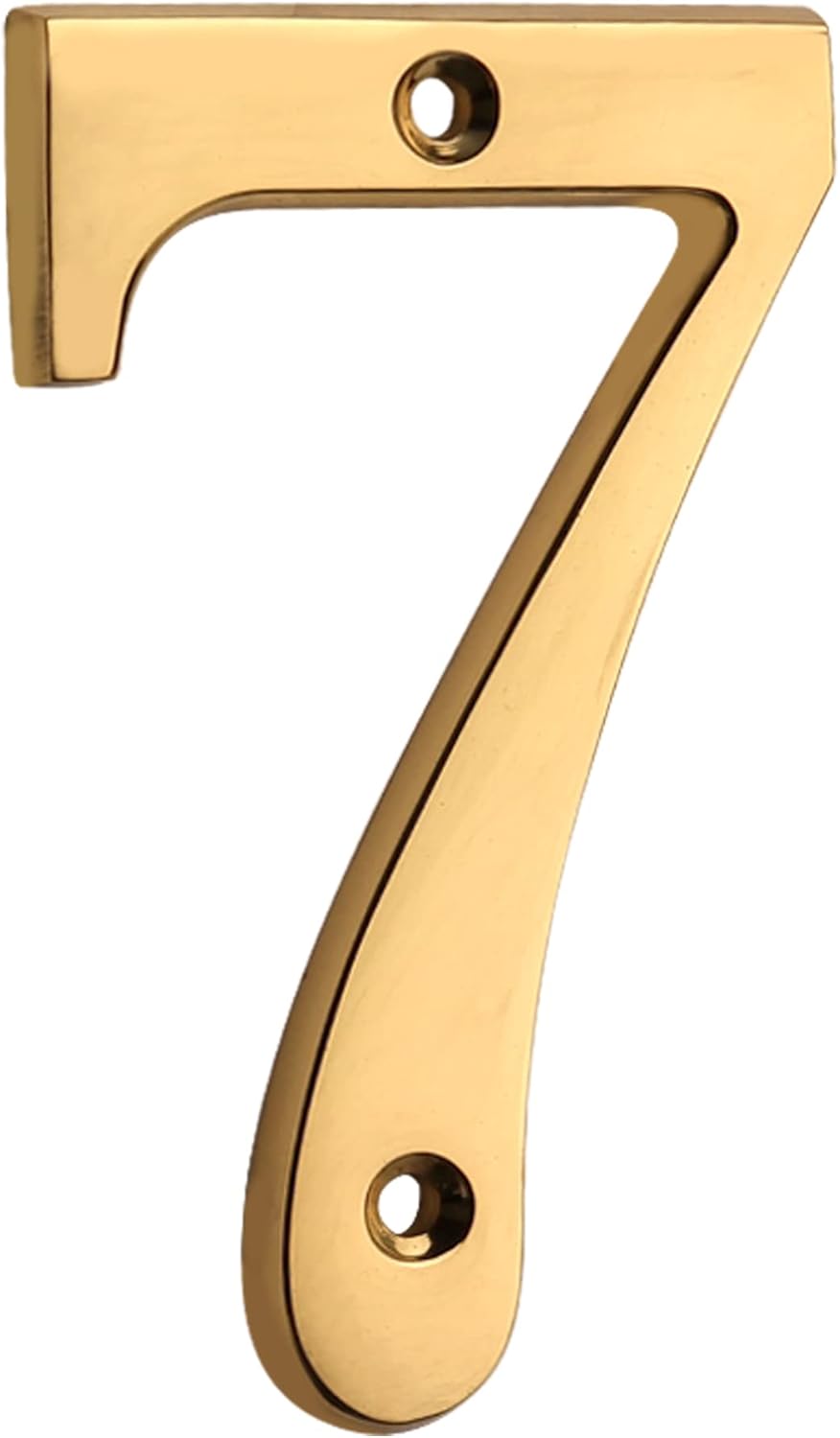 HASWARE 4 Inch Brass Modern Curvy House Number Polished Brass Finish Stylish Door Numbers Signage Plaque Street Home Address Numerals (A, Brass)
