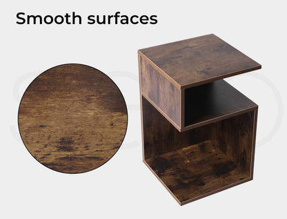 Levede Bedside Tables Drawers, Small Side Table S-Shaped Side Tables Wood Nightstand Storage Bedroom Cabinet, 33 cm Length x 33 cm Width x 50 cm Height